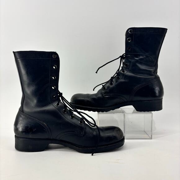 Vintage 1972 Genesco Mens Size 9 Black Tactical Leather Lace-Up Combat Military main image 9